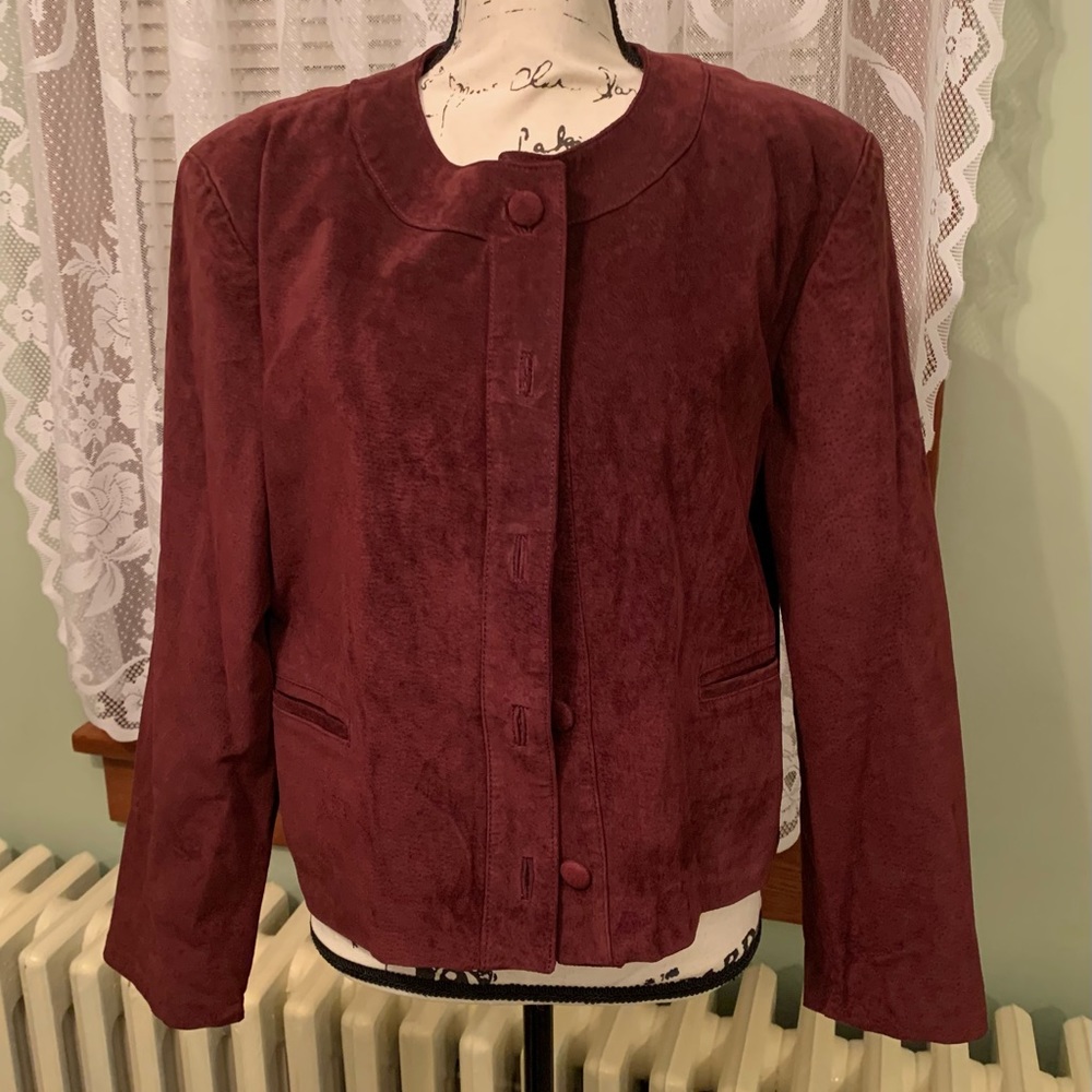 Ladies West Bay Maroon Suede Leather Jecket- Sz 10